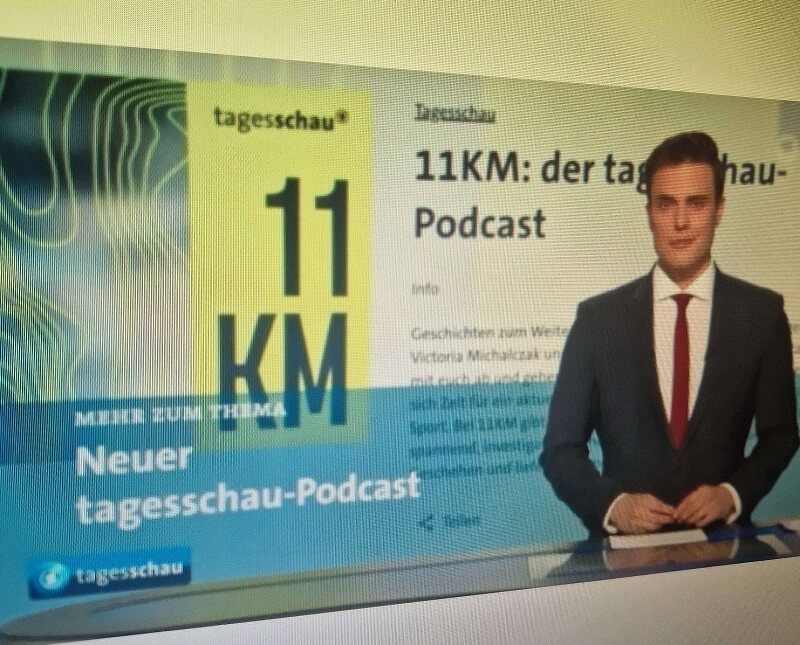 Bildschirmaufnahme Tagesschau, Constantin Schreiber, 11KM der tagesschaupodcast